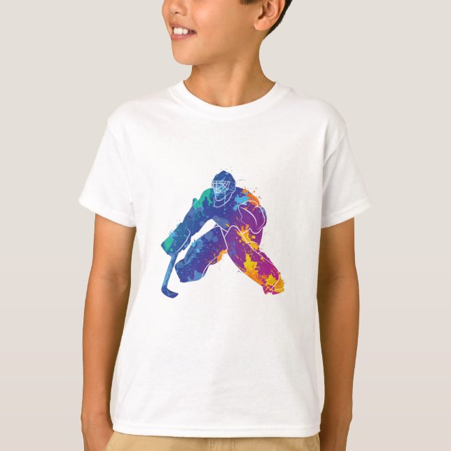Watercolor Ice Hockey Goalie T Shirt (Framsida)