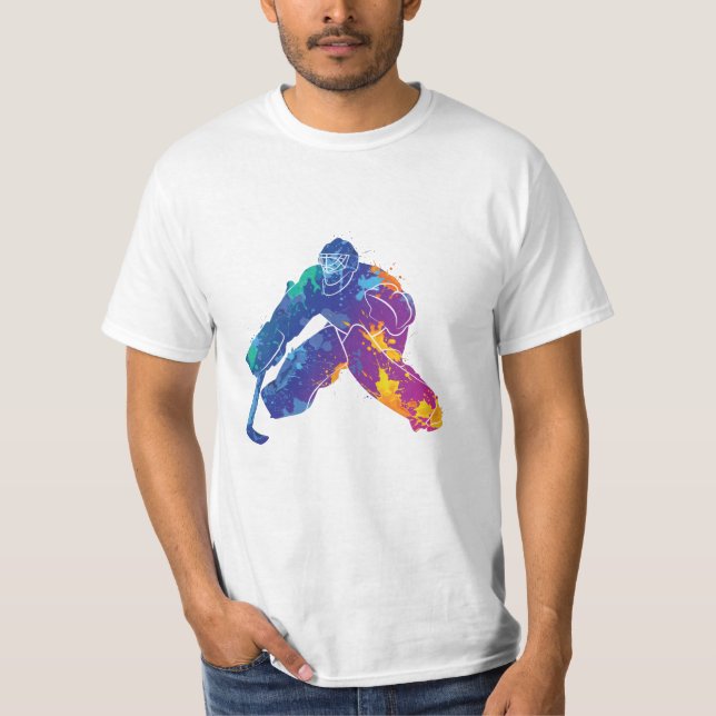 Watercolor Ice Hockey Goalie T Shirt (Framsida)