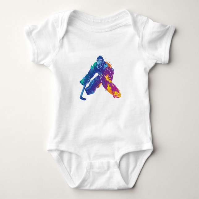Watercolor Ice Hockey Goalie T Shirt (Framsida)