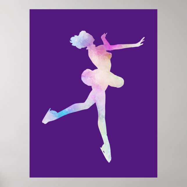 Watercolor Ice Skating Girl Poster (Framsidan)