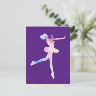 Watercolor Ice Skating Girl Vykort