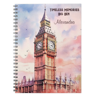 Watercolor Iconic Landmark City London Big Ben Anteckningsbok