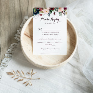 Watercolor Illustrated Bröllop Menu Choice OSA Kort