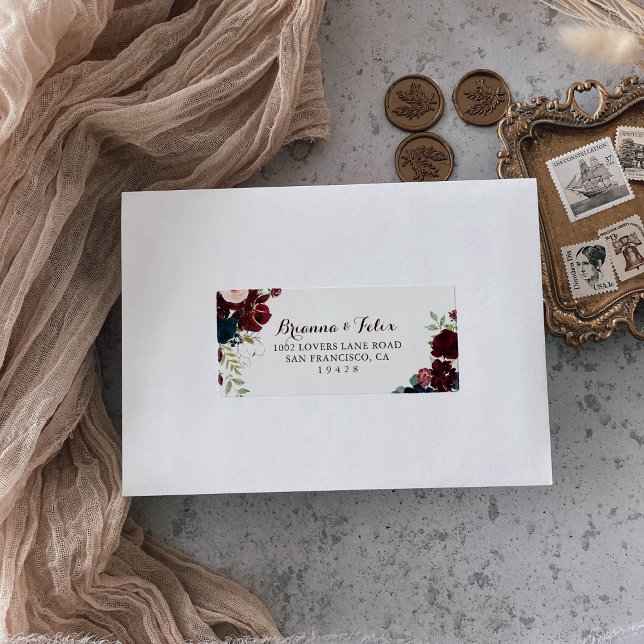 Watercolor Illustrated Bröllop OSA Address Label Adressetikett (Skapare uppladdad)