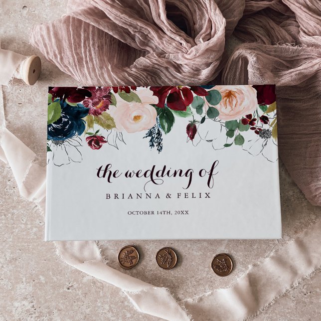 Watercolor Illustrated Fall Blommigt Bröllop Gästböcker (Skapare uppladdad)