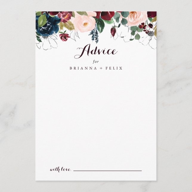 Watercolor Illustrated Fall Blommigt Bröllop Rådkort (Framsida)