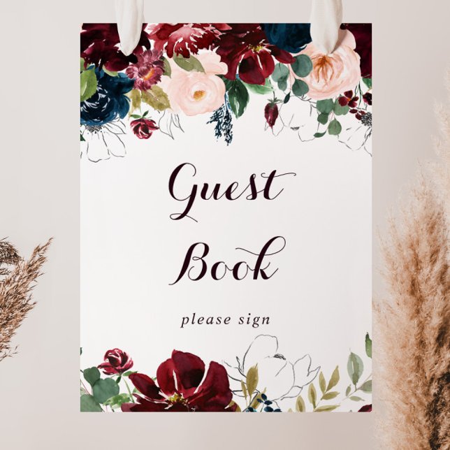Watercolor Illustrated Fall Blommigt Guest Bok Poster (Skapare uppladdad)