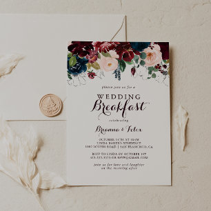 Watercolor Illustrated Fall Wedding Breakfast Inbjudningar