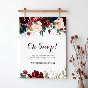 Watercolor Illustrated Fall Wedding Oh Snap Sign Poster