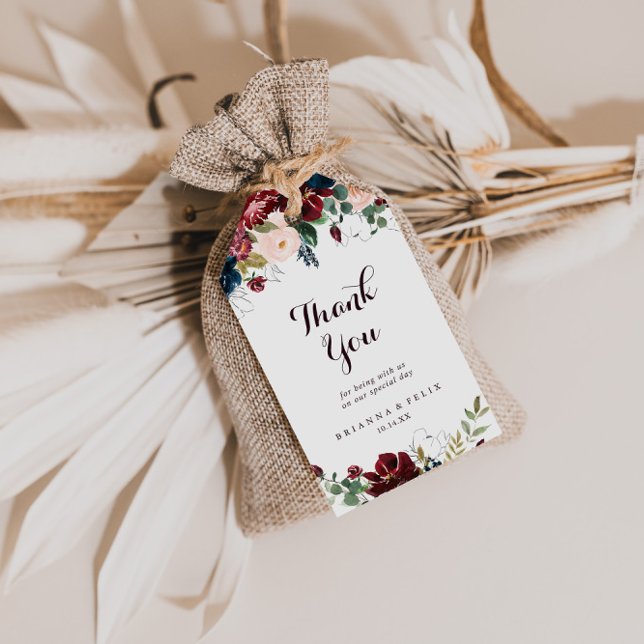 Watercolor Illustrated Fall Wedding Tack Presentetikett (Skapare uppladdad)