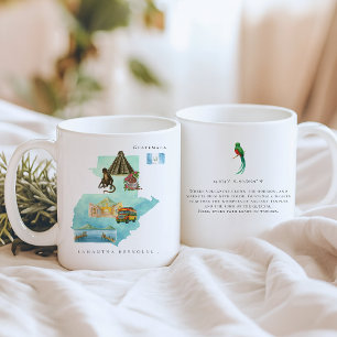 Watercolor Illustrated Karta Guatemala   Monogram Kaffemugg