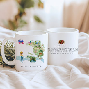 Watercolor Illustrated Karta Haiti   Monogram Kaffemugg