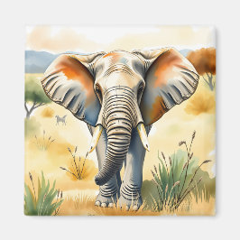 Watercolor Illustration of an Elephant Magnet