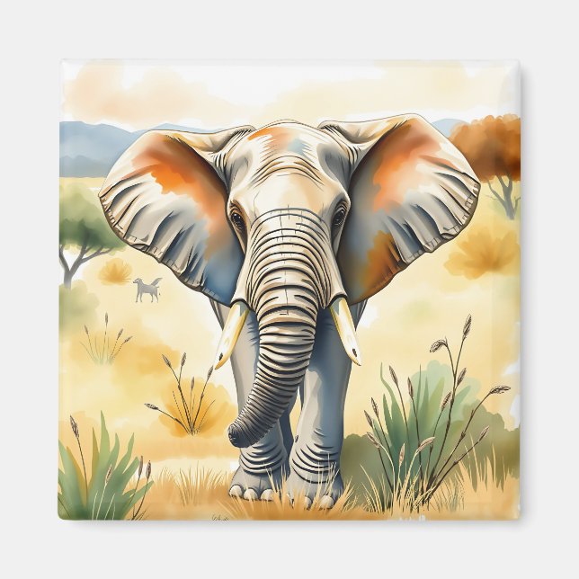 Watercolor Illustration of an Elephant Magnet (Framsidan)