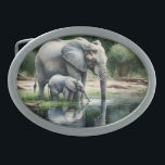 Watercolor Illustration of Mamma and Baby Elephant<br><div class="desc">En söt vattenfärg stil illustrerar en mamma elefant och hennes baby dricker från en damm med en söt reflektion.</div>