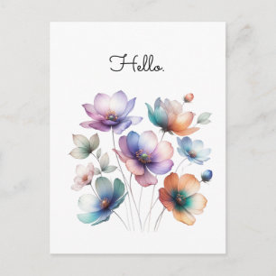 Watercolor Illustration of Söt Flower Bouquet Vykort