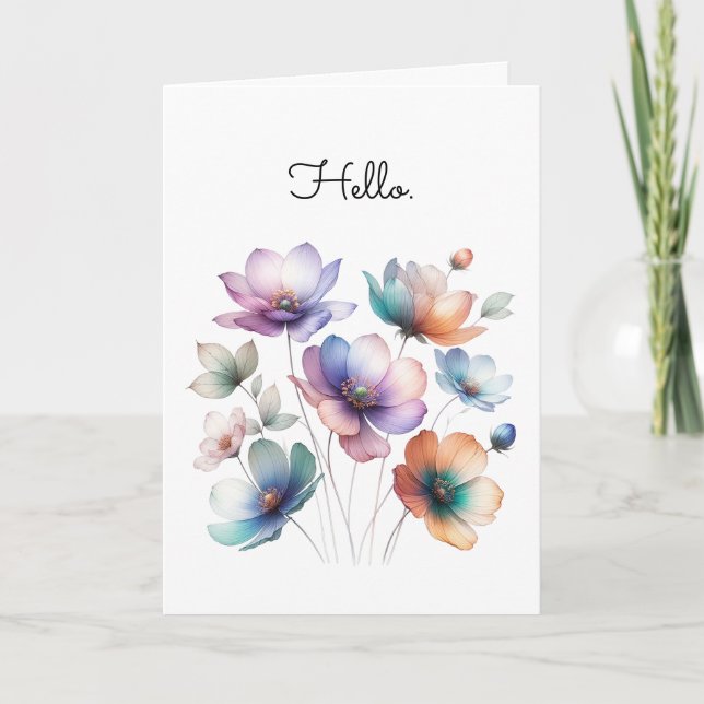 Watercolor Illustration of Söt Flowers Bouquet Kort (Framsida)