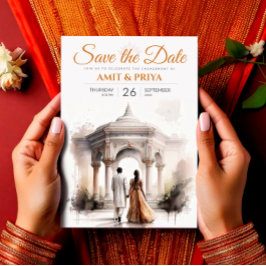 Watercolor Indian Bröllop Template, Mandap Sikh Inbjudningar