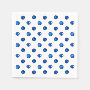Watercolor indigo blue polka dots mönster pappersservett