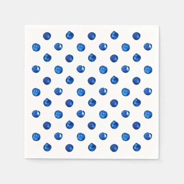 Watercolor indigo blue polka dots mönster pappersservett (Framsidan)