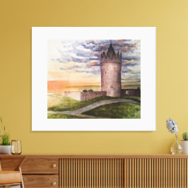 Watercolor Irish Castle in Doolin County Clare Canvastryck