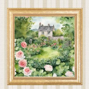Watercolor Irish House Land Fototryck