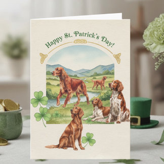 Watercolor Irish Setter Dog Happy St. Patrick’s Da Kort