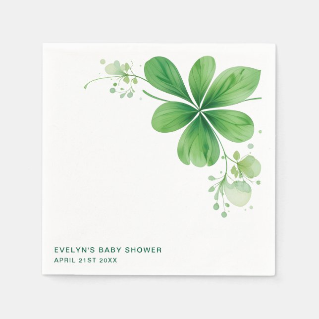 Watercolor Irish St. Patrick's Day Baby Shower Pappersservett (Framsidan)