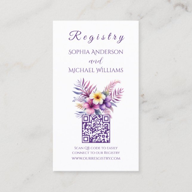 Watercolor Island Romantik-Registry-Honeymoon Visitkort (Framsida)