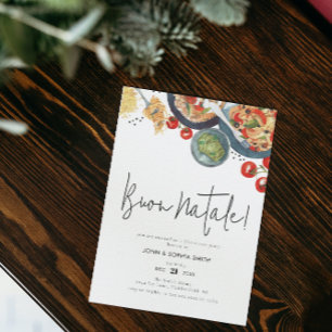 Watercolor Italienska Buon Natale jul Party Inbjudningar