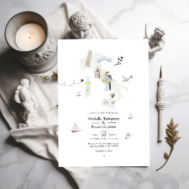 Watercolor Italy QR Code Destination Wedding Inbjudningar
