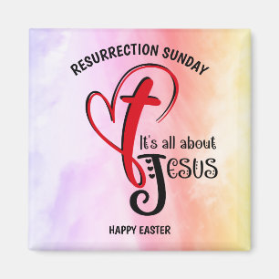 Watercolor IT'S ALL ABOUT JESUS Christian Påsk Magnet