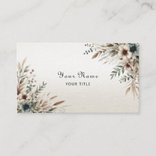 Watercolor Ivory Blåa blommor Affärskort Visitkort