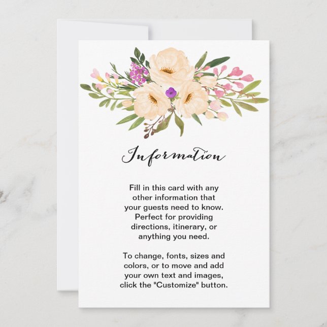 Watercolor Ivory Bouquet Anemones Inbjudningar (Framsida)