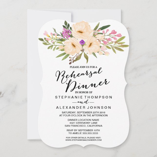 Watercolor Ivory Bouquet Anemones Inbjudningar (Framsida)