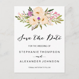 Watercolor Ivory Bouquet Anemones Meddelande Vykort