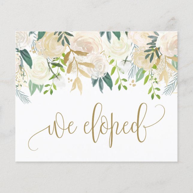 Watercolor Ivory Peony och Ro Elopement Card (Framsida)