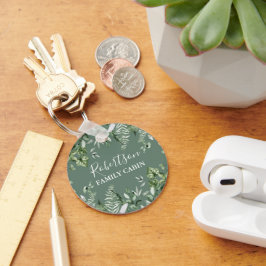 Watercolor Ivy Ferns Sage Grönt Family Cabin Nyckelring