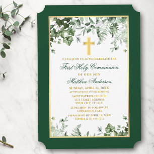 Watercolor Ivy Ferns Sage Grönt Guld Inbjudningar