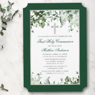 Watercolor Ivy Ferns Sage Grönt Silver Inbjudningar