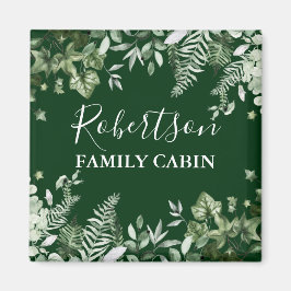 Watercolor Ivy Sage Ferns Family Cabin Grönt Magnet