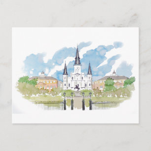 Watercolor Jackson Square Vykort