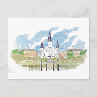 Watercolor Jackson Square Vykort