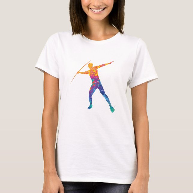 Watercolor Javelin Sports T Shirt (Framsida)
