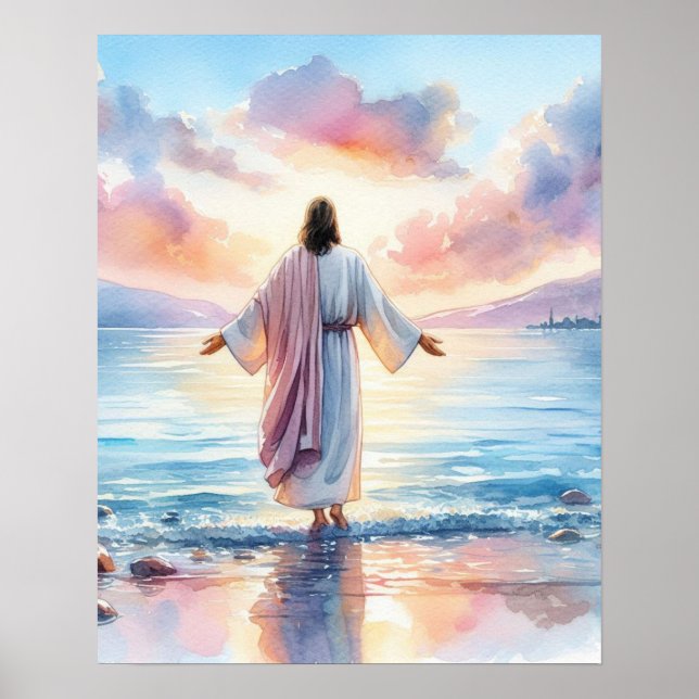 Watercolor Jesus Art Poster (Framsidan)