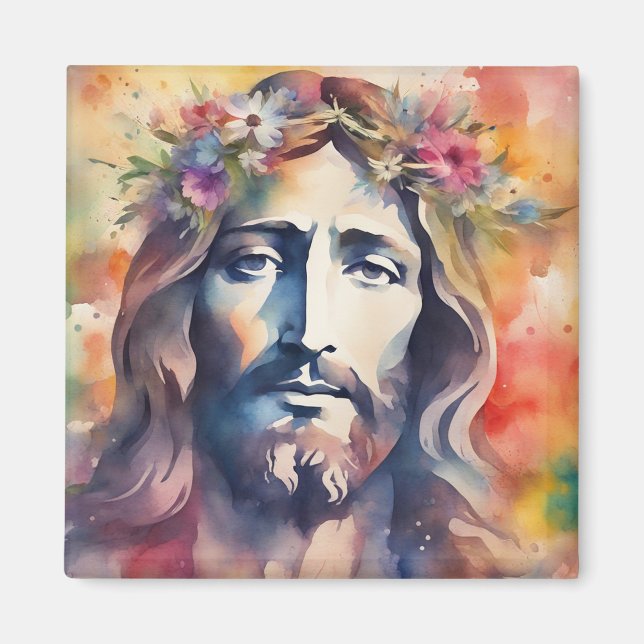 Watercolor Jesus Magnet (Framsidan)