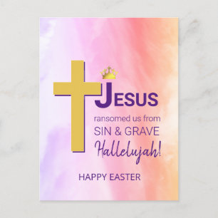 Watercolor JESUS RANSOMED ME Glad påsk Vykort