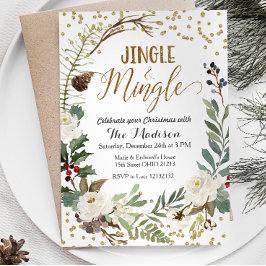 Watercolor Jingle och Mingle jul Party Inbjudningar