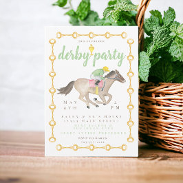 Watercolor Jockey Derby Party Horse Tävling Kopp Inbjudningar