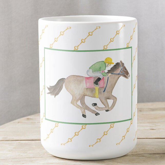Watercolor Jockey Horse Tävla Kaffemugg (Skapare uppladdad)